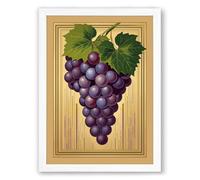 Grape Study with Leaves Botanical Framed Wall Art Print A3 (42×29.7cm) White, Wall Decor for Living Room, Bedroom, Office & Home, Ready to Hang, Art Gift