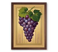 Grape Study with Leaves Botanical Framed Wall Art Print A4 (29.7×21cm) Walnut, Wall Decor for Living Room, Bedroom, Office & Home, Ready to Hang, Art Gift