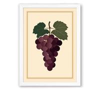 Grape Study with Leaves Botanical Framed Wall Art Print A4 (29.7×21cm) White, Wall Decor for Living Room, Bedroom, Office & Home, Ready to Hang, Art Gift