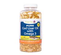 Grape Tree Cod Liver Oil 1000mg High Strength 240 Capsules. Cod Liver Oil Rich in Omega 3 EPA DHA Fatty Acids + Vitamins A, D & E High Strength Fish Oil. Supports, Heart Health, Brain, Vision, Joints