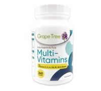 Grape Tree Multivitamins 240 Capsules 8 Month Supply Multivitamin Tablets for Women & Men Vegetarian Multi Vitamins with Vitamins C, E, A, D3, B1, B2 and Niacin. Gluten Free No Artificial Flavours