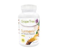 Grape Tree Turmeric 500mg with Black Pepper 5mg 120 Capsules. Easy to Swallow Turmeric and Black Pepper Capsules. Supplements for Men and Women. Vegetarian & Cruelty-Free Manufactured in The UK