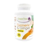 Grape Tree Turmeric & Ginger Supplement 500mg 120 Capsules. 4 Month Supply - with Turmeric & Ginger Root - Supports Joint Comfort, Flexibility, Mobility & Digestion