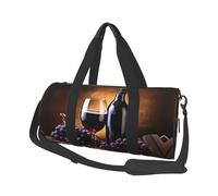 Grape Wine Duffle Bag With Shoes Compartment And Adjustable Strap,Foldable Travel Duffel Bags For Men Women,Waterproof Duffel Bags, Black, One Size