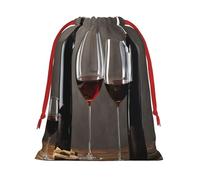 Grape Wine -Print Drawstring Gifts Bags L Size - Soft Flannel Fabric Reusable For Wedding Party Favors Gifts Packaging