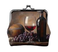 Grape Wine Printed Coin Purse for Women Cute PU Leather Coin Wallet Mini Coin Purse Pouch with Kiss-Lock