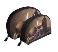 Grape Wine Printed Makeup Bags 2-Piece Portable Shell Travel Toiletry Bag Cosmetic Organizer Bag for Women