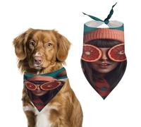 Grapefruit Covering Eyes Pet Scarf Adjustable Pet Accessories Triangular Scarf Washable Floral Print Puppy Bib Bandana Stylish Comfortable Cat Scarves for Holiday Scarfs