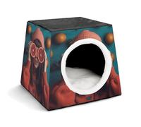 Grapefruit Covering Eyes Pet Tent for Small Cats and Dogs,Cat House - Soft Comfort Washable,Dog Bed Open Design Pet Tents Indoor Outdoor Travel