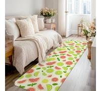 Grapefruit Runner Rug, Summer Casual Lime Lemon Summer Green Low Pile Sponge Soft Rectangle Carpet Stain Resistant for Kitchen Hallway Laundry Room Entryway Decor 2x8 Ft