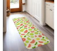 Grapefruit Runner Rug, Summer Casual Lime Lemon Summer Green Non-Slip Edge Binding Home Rectangle Carpet for Kitchen Entryway Bedside Doorway Hallway Decor 2x5 Ft