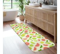 Grapefruit Runner Rug, Summer Casual Lime Lemon Summer Green Non-Slip Home Floor Rectangle Print Carpet for Kitchen Entryway Laundry Room Bedside Decor 2x6 Ft