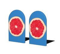 Grapefruit Slice Print Wood Book Ends, Wooden Bookends 1 Pair - Decorative Book Ends For Shelves - Sturdy Book Stop For Gift/Home/Office/School