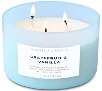 Large Grapefruit Vanilla Candle | Natural Soy 3 Wick Scented Candle for Home Relaxation 15.8 oz | Aromatherapy Stress Relief Candle for Women & Men | Highly Scented Uplifting Spring Candle Gift