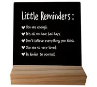 grapehiker Little Reminders You are Enough Desk Plaque Sign with Stand,Dorm Signs for College Girls, Inspirational Signs Decor for Office Dorm Desk,Back to School Gifts for College Students (Black 1)