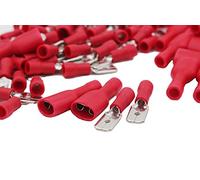 Grapelet 100x Red Fully Insulated Spade Electrical Crimp Connectors- Mixed Male & Female - 50x Female and 50 x Male