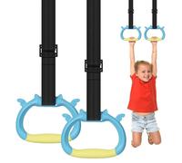 Grapelet Gymnastics Rings Set, Children's Home Gym Equipment, Children's Adjustable Strap Strength Training Rings, Pulling Rings for Physical Training (Yellow Blue)