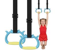 Grapelet Gymnastics Rings Set, Home Gym Equipment, Adjustable Strap Strength Training Rings, Pulling Rings for Physical Training (Yellow Blue)