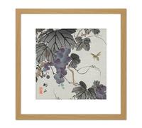 Grapes 1930s Chikuseki 8X8 Inch Square Wooden Framed Wall Art Print Picture with Mount Artery8 Light Oak One Size
