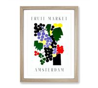 Grapes Amsterdam Fruit Market Exhibition Framed Print for Living Room Bedroom Home Office, Wall Art Picture Ready to Hang, Oak A2 (64 x 46 cm)