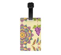 Grapes and Feathers Print Luggage Tags for Suitcases, Personalized Travel Accessories with PVC Tags for Luggage