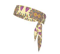 Grapes and Feathers Tie Headband for Women & Men - Stylish Sports Head Tie, Suitable for Various Sports Activities