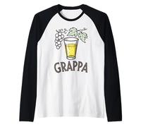 Grapes and Grappa Illustration Drinking Themed Raglan Baseball Tee