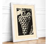 Grapes and Vine Botanical Framed Wall Art Print A1 White