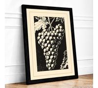 Grapes and Vine Botanical Framed Wall Art Print A3 Black