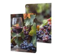 Grapes And Wine Funny Tablet Cases Multi-Viewing Angels Trifold Stand Case Compatible with iPad Series