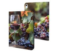 Grapes And Wine Funny Tablet Cases Multi-Viewing Angels Trifold Stand Case Compatible with iPad Series