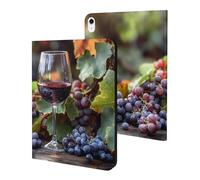 Grapes And Wine Funny Tablet Cases Multi-Viewing Angels Trifold Stand Case Compatible with iPad Series