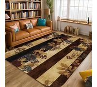 Grapes Area Rug, Vintage Rustic Leaves Flowers Fall Brown Low Pile Foam Indoor Rectangle Carpet Non Shedding Rugs for Living Room Bedroom Hallway Office Decor 5' X 7'