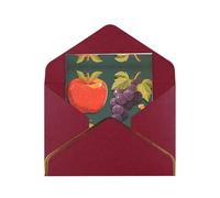 Grapes, Bananas, Apples Elegant Greeting Card - Premium Pearlescent Paper Folding Card With Gold Trim, Ideal For Holiday Greetings, Birthdays, Weddings, And Valentine'S Day