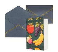 Grapes, Bananas, Apples Elegant Greeting Card - Premium Pearlescent Paper Folding Card With Gold Trim, Ideal For Holiday Greetings, Birthdays, Weddings, And Valentine'S Day