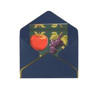 Grapes, Bananas, Apples Elegant Greeting Card - Premium Pearlescent Paper Folding Card With Gold Trim, Ideal For Holiday Greetings, Birthdays, Weddings, And Valentine'S Day