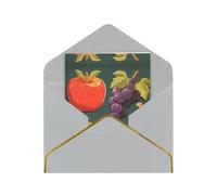 Grapes, Bananas, Apples Elegant Greeting Card - Premium Pearlescent Paper Folding Card With Gold Trim, Ideal For Holiday Greetings, Birthdays, Weddings, And Valentine'S Day