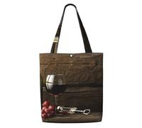 Grapes Bottle And Glass Of Red Wine,Reusable Grocery Bags Shopping Tote Bags Large Capacity Canvas Shoulder bag