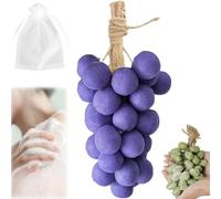 Grapes Cluster Soaps on a Rope, Handmade Grape-Shaped Soap Bunch, Natural Scent Moisturizing Grape Soap on a Rope Gift for Men & Women (20, Purple)