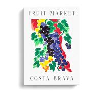 Grapes Costa Brava Fruit Market Exhibition Canvas Print | Gallery Wrapped 30mm Frame Wall Art | 30x20 inches | Ready to Hang | Modern Still Life Picture | Living Room Bedroom Lounge Office