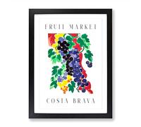 Grapes Costa Brava Fruit Market Exhibition Framed Print for Living Room Bedroom Home Office, Wall Art Picture Ready to Hang, Black A2 (64 x 46 cm)