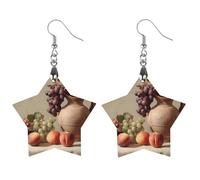 Grapes Peaches Printed Wooden Earrings Pendants Lightweight Dangle Drop Earring Charms Gifts for Women