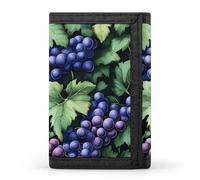 Grapes Purple Printed Trifold Wallet for Men Funny Credit Card Holder Wallet with Id Window