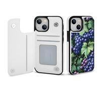 Grapes Purple Printed Wallet Phone Case Slim Cute Cellphone Protective Cover Unisex Compatible with iPhone iPhone 14/14 Pro/14 Pro Max/14 Plus