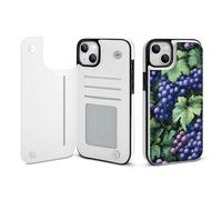 Grapes Purple Printed Wallet Phone Case Slim Cute Cellphone Protective Cover Unisex Compatible with iPhone iPhone 14/14 Pro/14 Pro Max/14 Plus