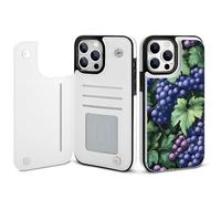 Grapes Purple Printed Wallet Phone Case Slim Cute Cellphone Protective Cover Unisex Compatible with iPhone iPhone 14/14 Pro/14 Pro Max/14 Plus