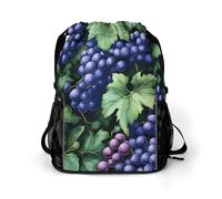 Grapes Purple Trendy Drawstring Backpack Lightweight Gym Bag with Shoes Compartment Printed String Daypack
