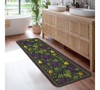 Grapes Runner Rug, Autumn Rustic Pears Leaves Fall Violet Low Pile Sponge Rectangle Floor Carpets Edge Binding for Kitchen Bedside Entryway Hallway Decor 2x6 Ft
