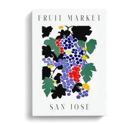 Grapes San Jose Fruit Market Exhibition Canvas Print | Gallery Wrapped 30mm Frame Wall Art | 30x20 inches | Ready to Hang | Modern Still Life Picture | Living Room Bedroom Lounge Office