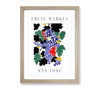 Grapes San Jose Fruit Market Exhibition Framed Print | A2 Oak Framed Wall Art | Ready to Hang | Modern Food Picture | Living Room Bedroom Lounge Office